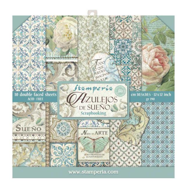 Stamperia - 12 X 12 Paper Pack - Azulejos De Sueno