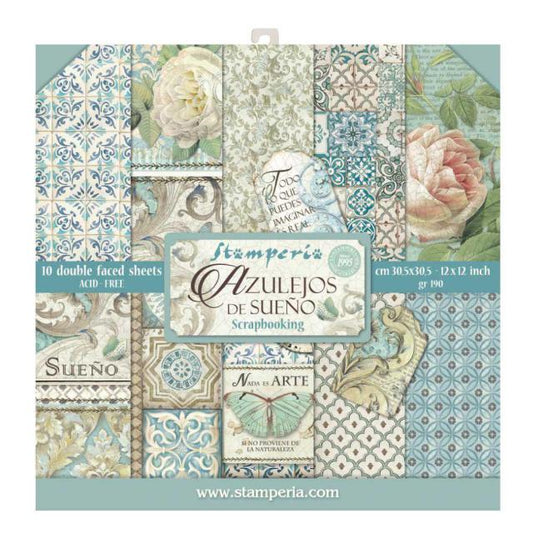 Stamperia - 12 X 12 Paper Pack - Azulejos De Sueno