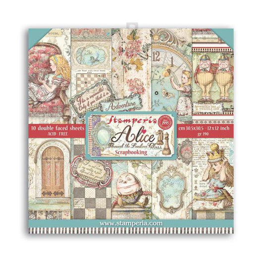 Stamperia -  (12”X12”) Alice through the looking glass Paper pad