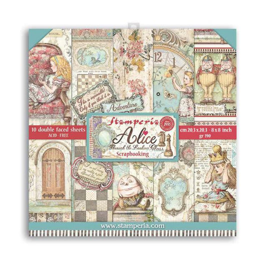 Stamperia-  (8”X8”) Alice through the looking glass paper pad