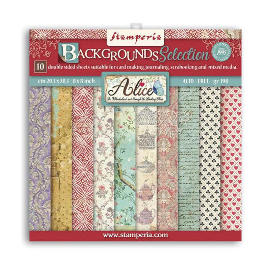 Stamperia -  (8”X8”) Alice Background Selection paper pad