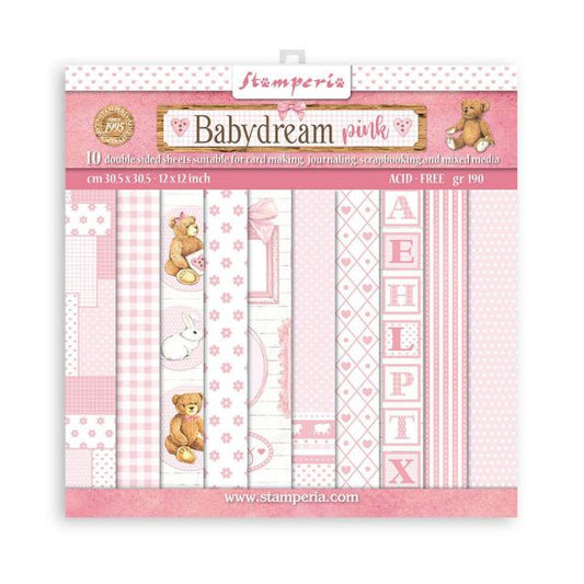 Stamperia -  (8”X8”) BabyDream Pink paper pad