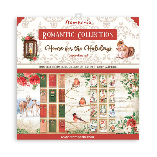 Stamperia -  (8”X8”) Romantic - Home for the Holidays paper pad