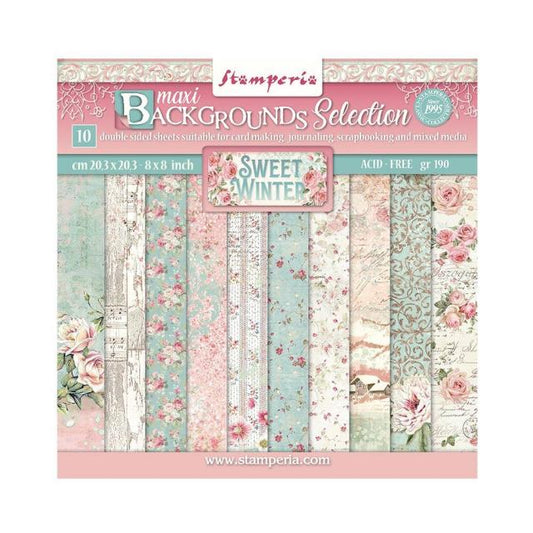 Stamperia -  (8”X8”) Sweet Winter Backgrounds paper pad