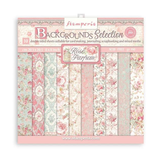 Stamperia -  (8”X8”) Rose Parfum Backgrounds paper pad
