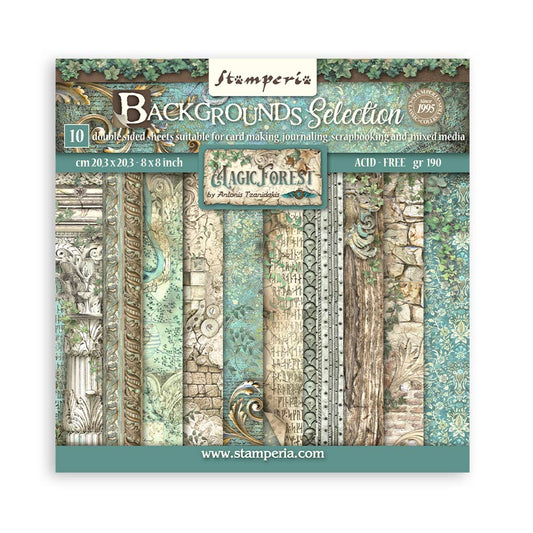 Stamperia -  (8”X8”) Magic Forest Background Selection paper pad