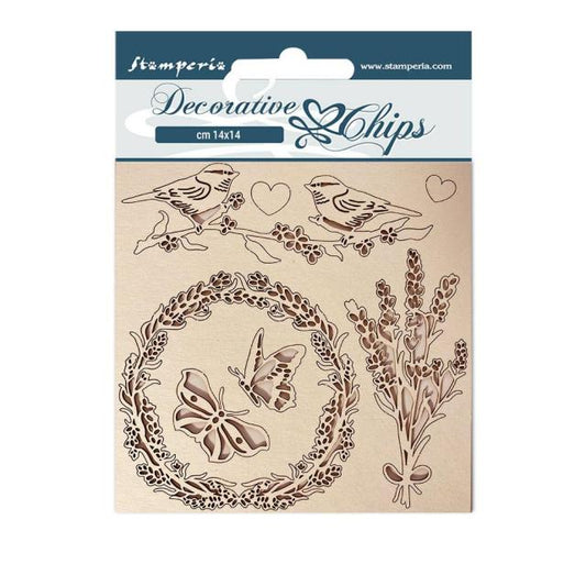 Stamperia - Decorative Chips -  14 X 14 cm - Provence Garland and Birds