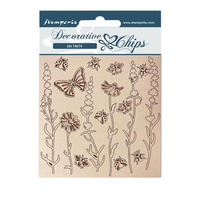 Stamperia - Decorative Chips -  14 X 14 cm - Provence Flowers and Butterflies