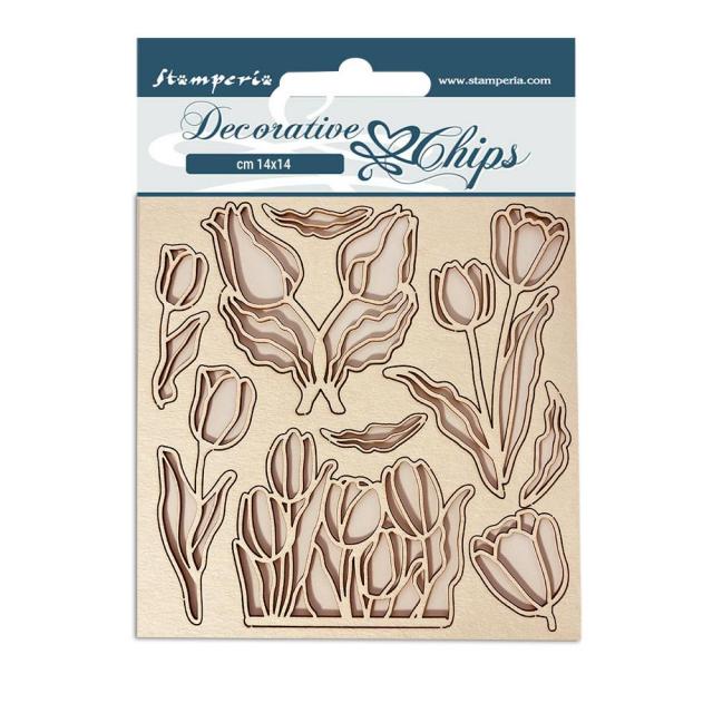 Stamperia - Decorative Chips -  14 X 14 cm - Romantic Garden House Flowers