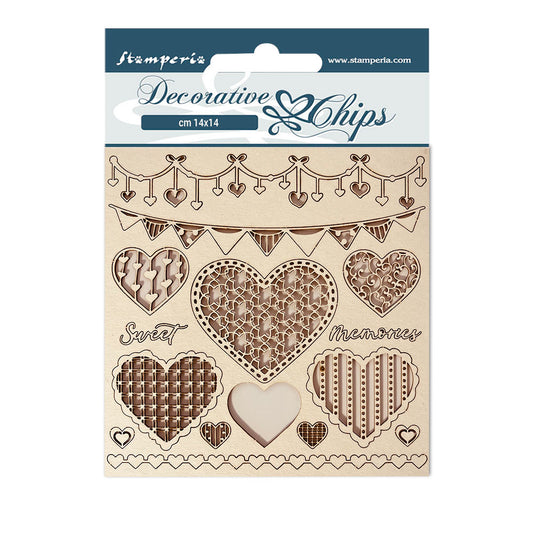 Stamperia - Decorative Chips -  14 X 14 cm - DayDream Hearts