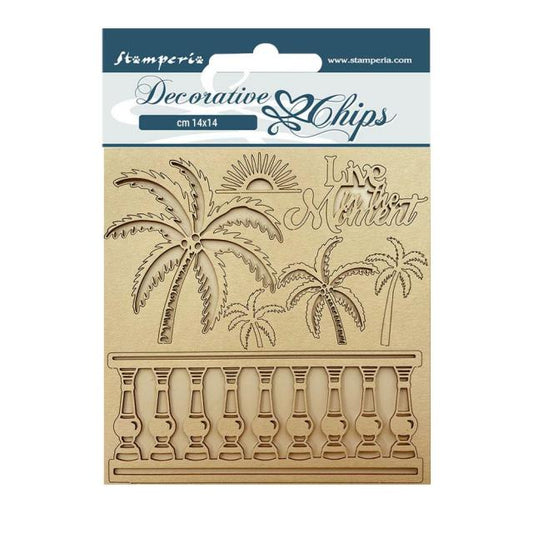 Stamperia - Decorative Chips -  14 X 14 cm - Blue Dream Palms