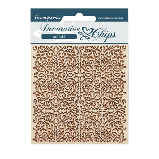 Stamperia - Decorative Chips -  14 X 14 cm - Vintage Library Pattern