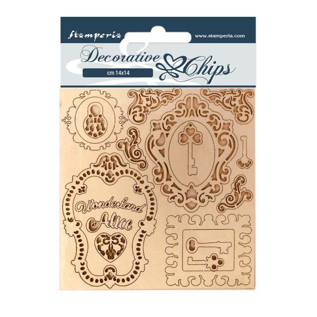 Stamperia - Decorative Chips - Alice Key And Frames