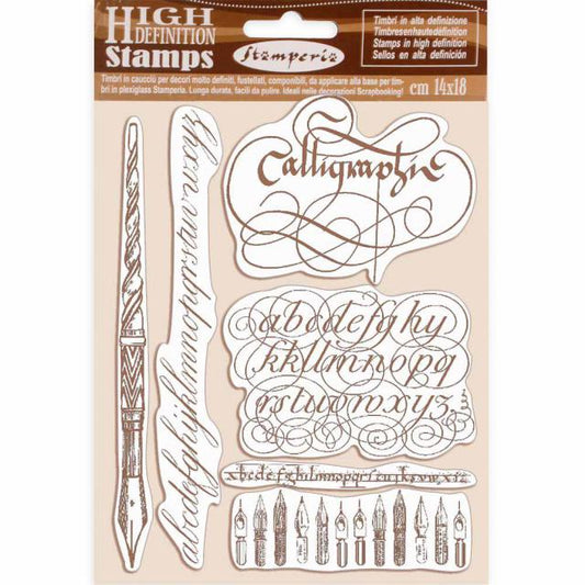 Stamperia - Hd Natural Rubber Stamp Cm 14x18 Calligraphy