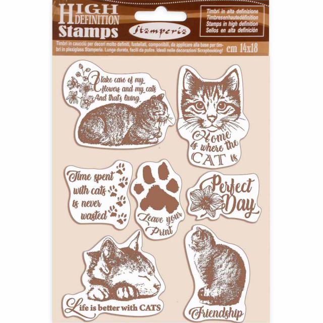 Stamperia - Hd Natural Rubber Stamp Cm 14x18 Cats
